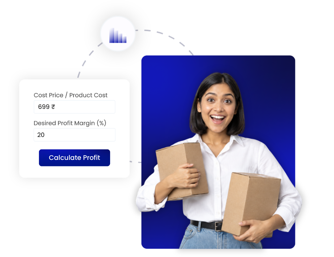 Shipping rate calculator showing courier charges based on weight and destination.